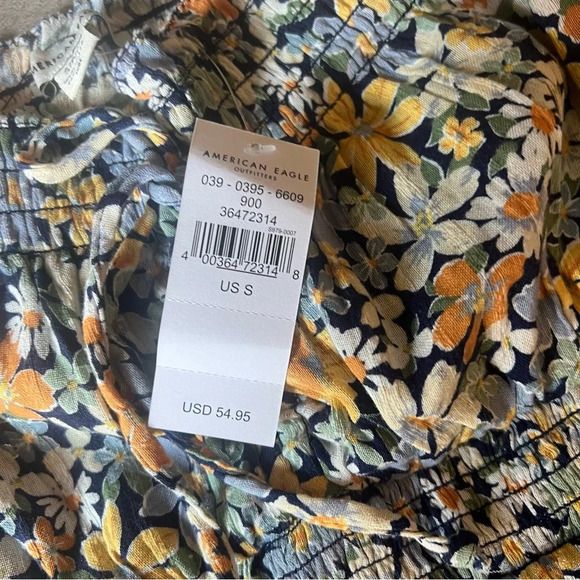 American Eagle Outfitters Mini Dress Women’s Floral Puff Sleeve Off Shoulder Sma - Picture 7 of 15
